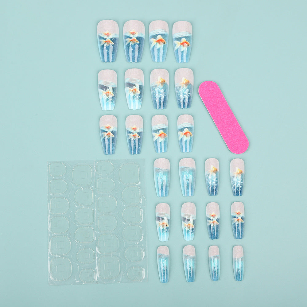 Creative artificial nails with underwater motif Bowlift