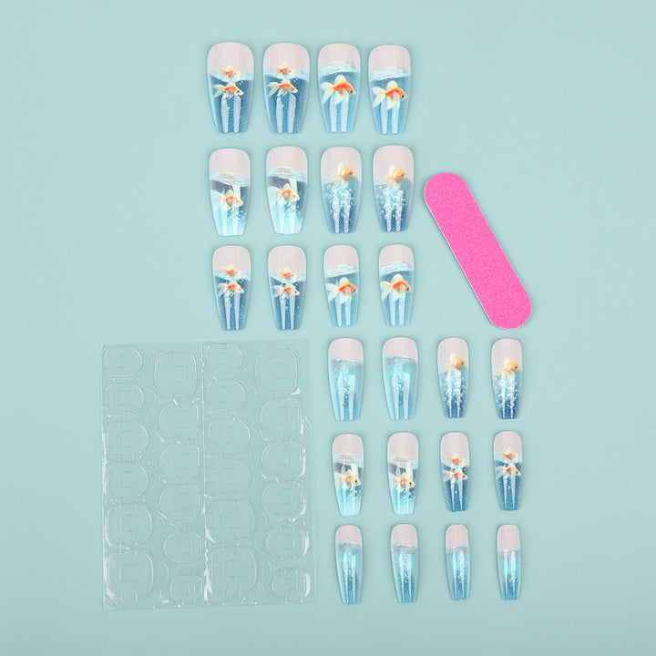 Creative artificial nails with underwater motif Bowlift