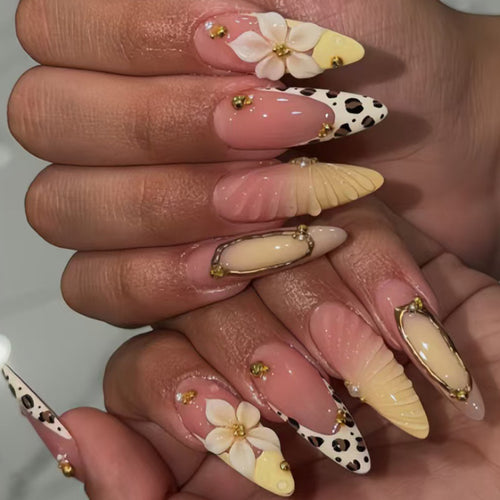 Decorative Stiletto Nail Art Tips with Floral Accents Bowlift