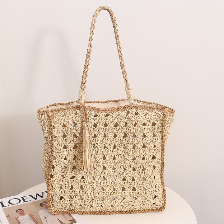 Handmade Macrame Tote Bag with Elegant Tassel Bowlift