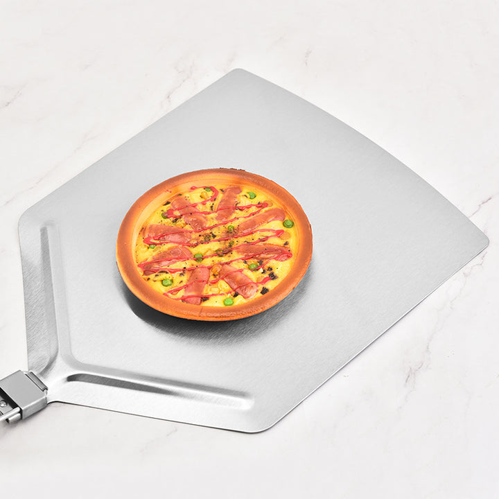 long-handled perforated pizza peel set with wooden handle stainless steel cutter and triangle server Bowlift
