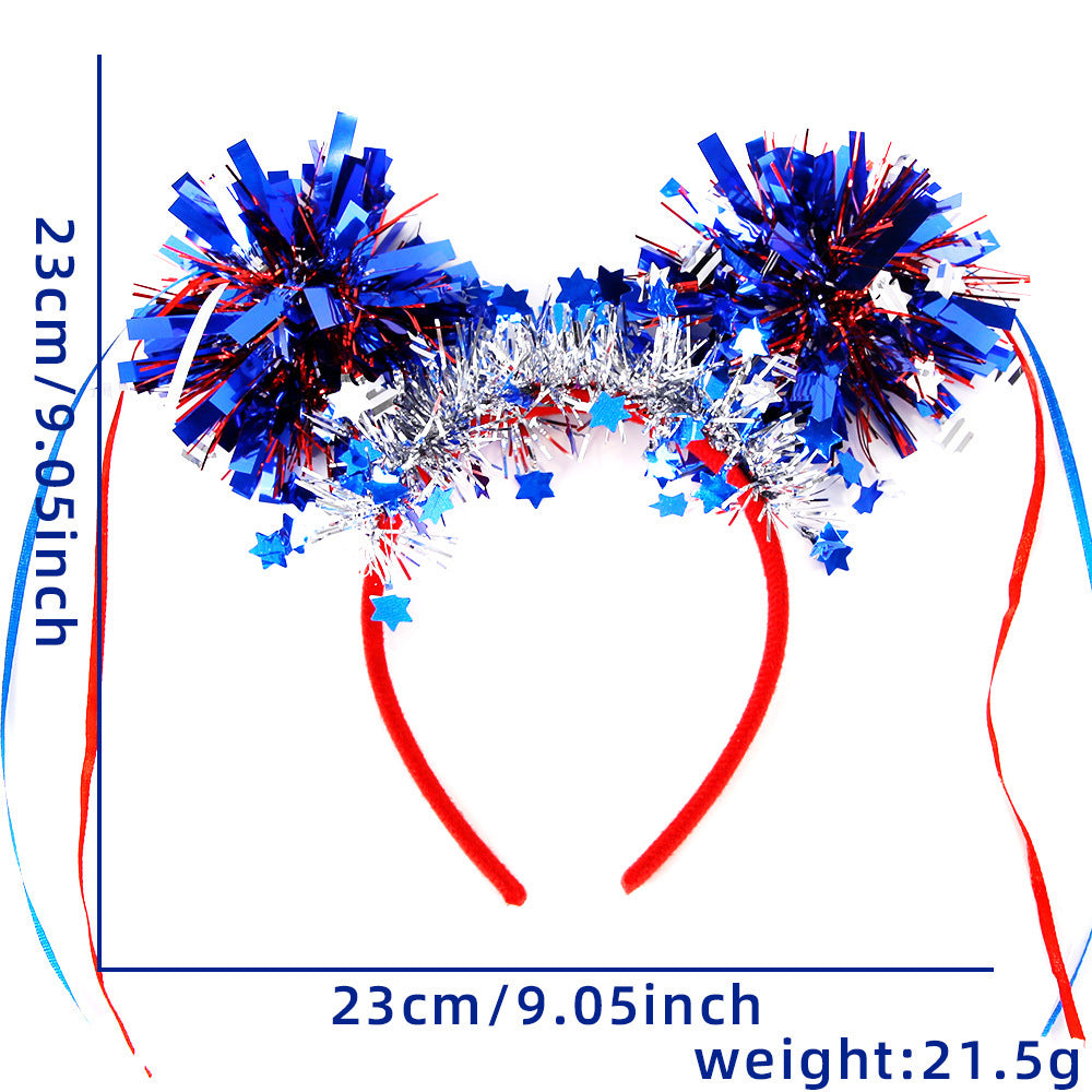 Unisex nan more patriotic festival headband with star and flag pom poms Bowlift