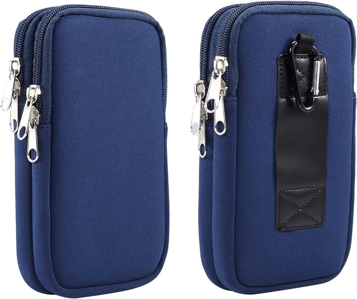 Protective Neoprene Phone Belt Pouch with Double Zip and Carabiner Bowlift
