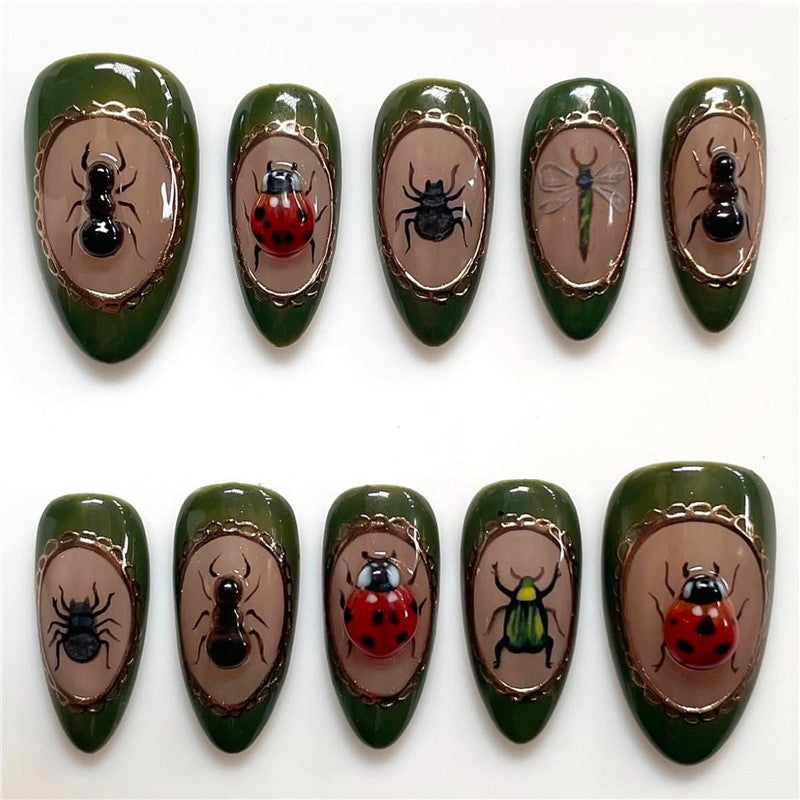 Artistic Bug-Inspired Press-On Nail Extensions Bowlift