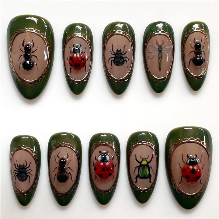 Artistic Bug-Inspired Press-On Nail Extensions Bowlift