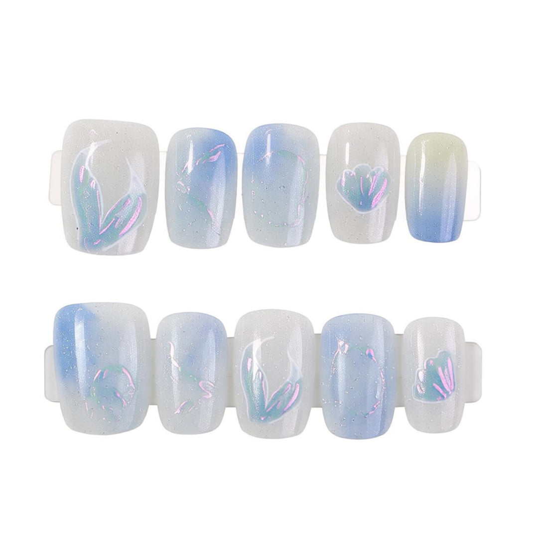 Elegant Artistic Press-On Nail Set Bowlift