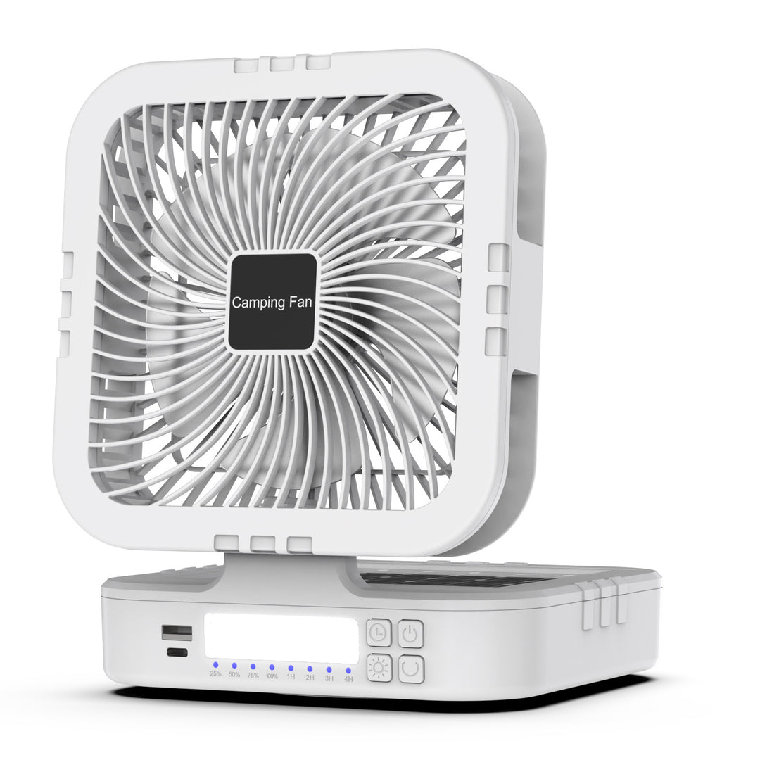 Portable Battery-Operated Camping Fan with LED Light Bowlift