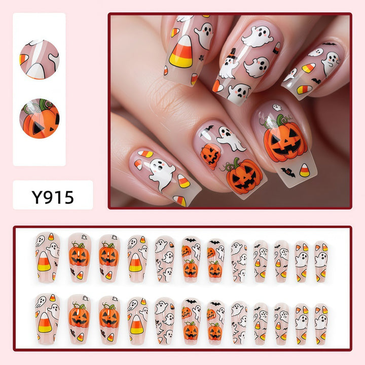 Creative Halloween Art Nails in Ghost and Pumpkin Design Bowlift