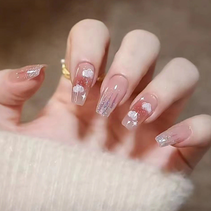 Stylish heart and ombre design artificial nails Bowlift