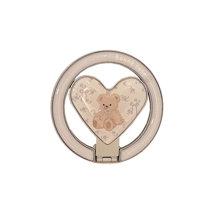 Heart-shaped smartphone holder with cute bear design Bowlift