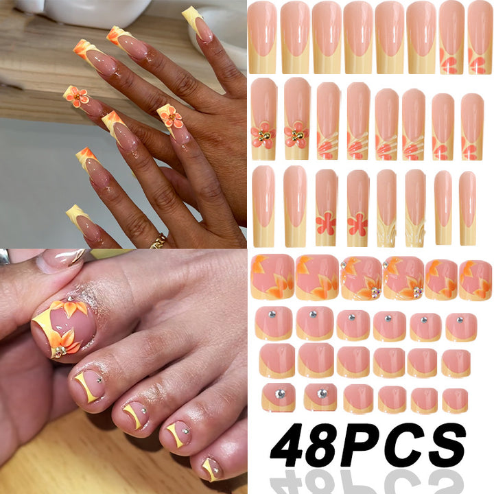 French-Inspired Floral Press-On Nail Set Bowlift