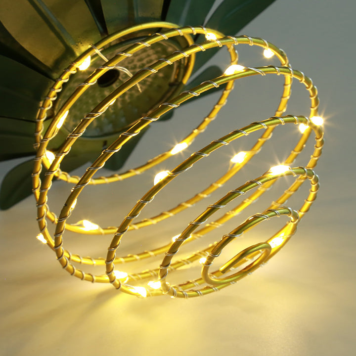 Spiral Pendant LED Hanging Planter Lamp With Faux Tropical Leaf Topper Bowlift