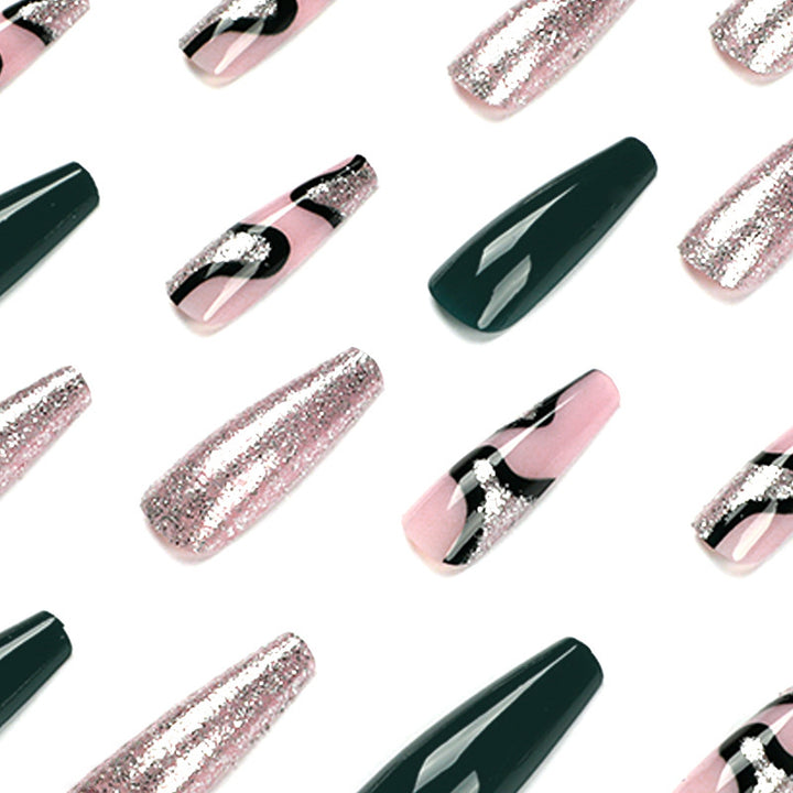 Artificial nail art with elegant glitter and gradient effects Bowlift