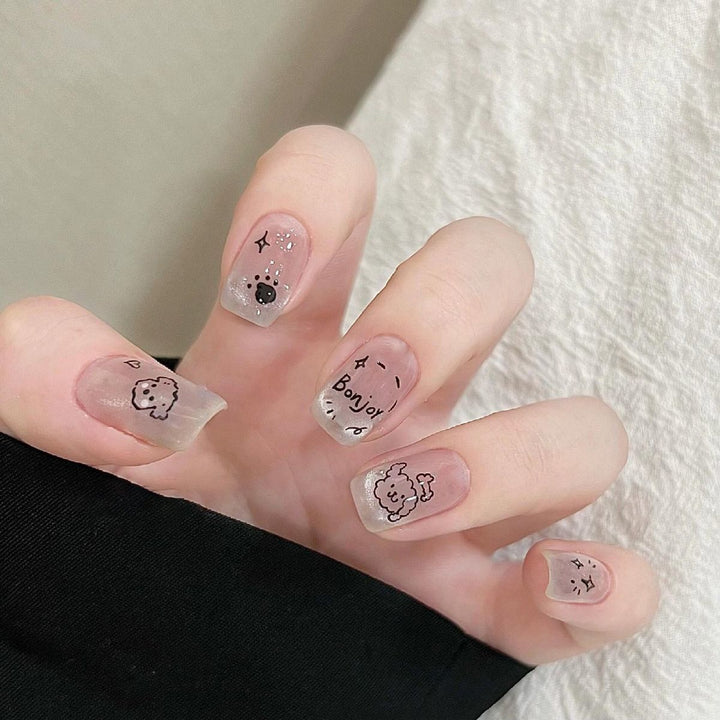 Creative Cartoon-Themed Press-On Nail Set Bowlift