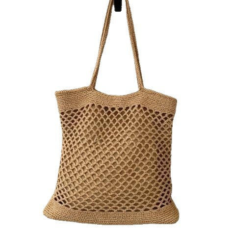Macrame Tote Bag with Modern Mesh Design Bowlift