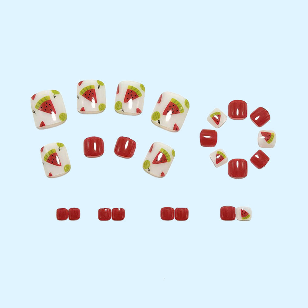 Artificial nails with fruity watermelon design Bowlift