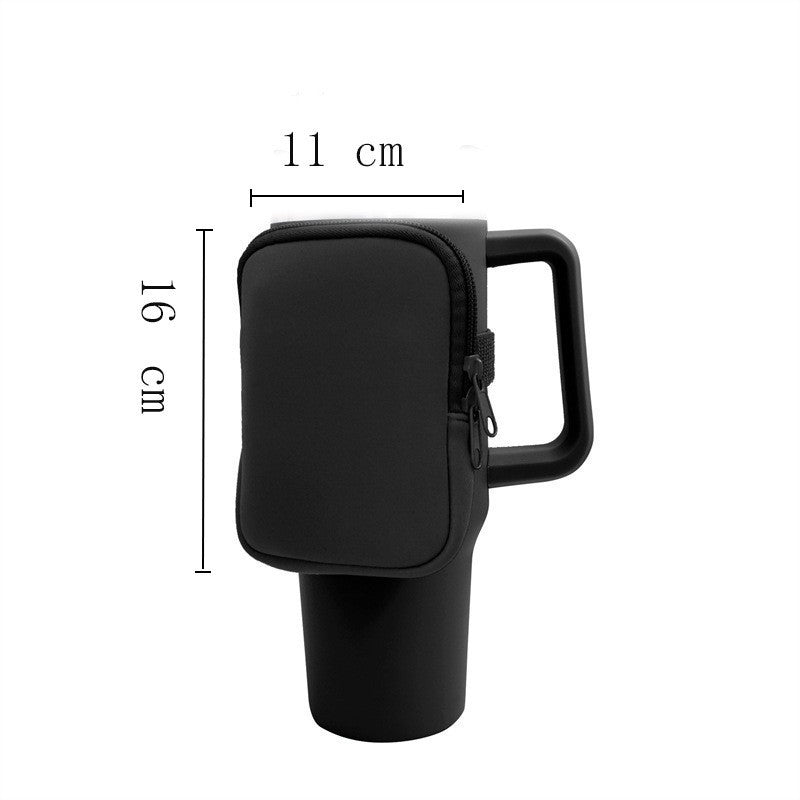 Unisex cup holder with practical pocket Bowlift