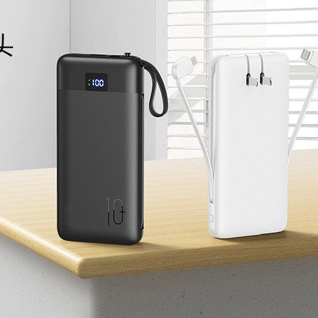 Slim High-capacity portable power bank with integrated charging cables and digital LED display Bowlift