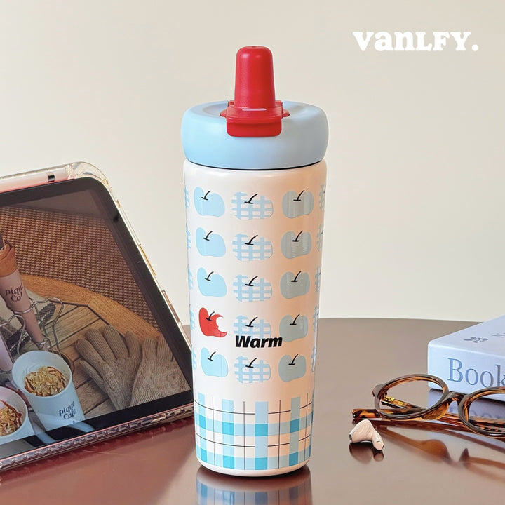 Women's insulated drinking bottle with innovative silicone cap and cheerful Bowlift motif