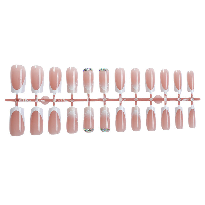Premium Press-On Nail Set with Ombre and Gem Accents Bowlift