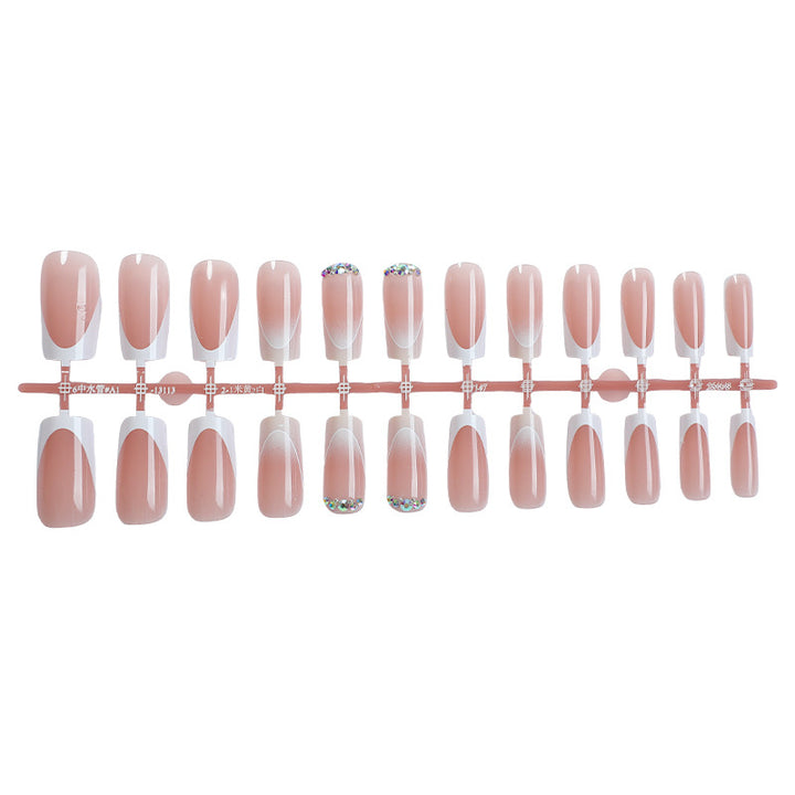 Premium Press-On Nail Set with Ombre and Gem Accents Bowlift