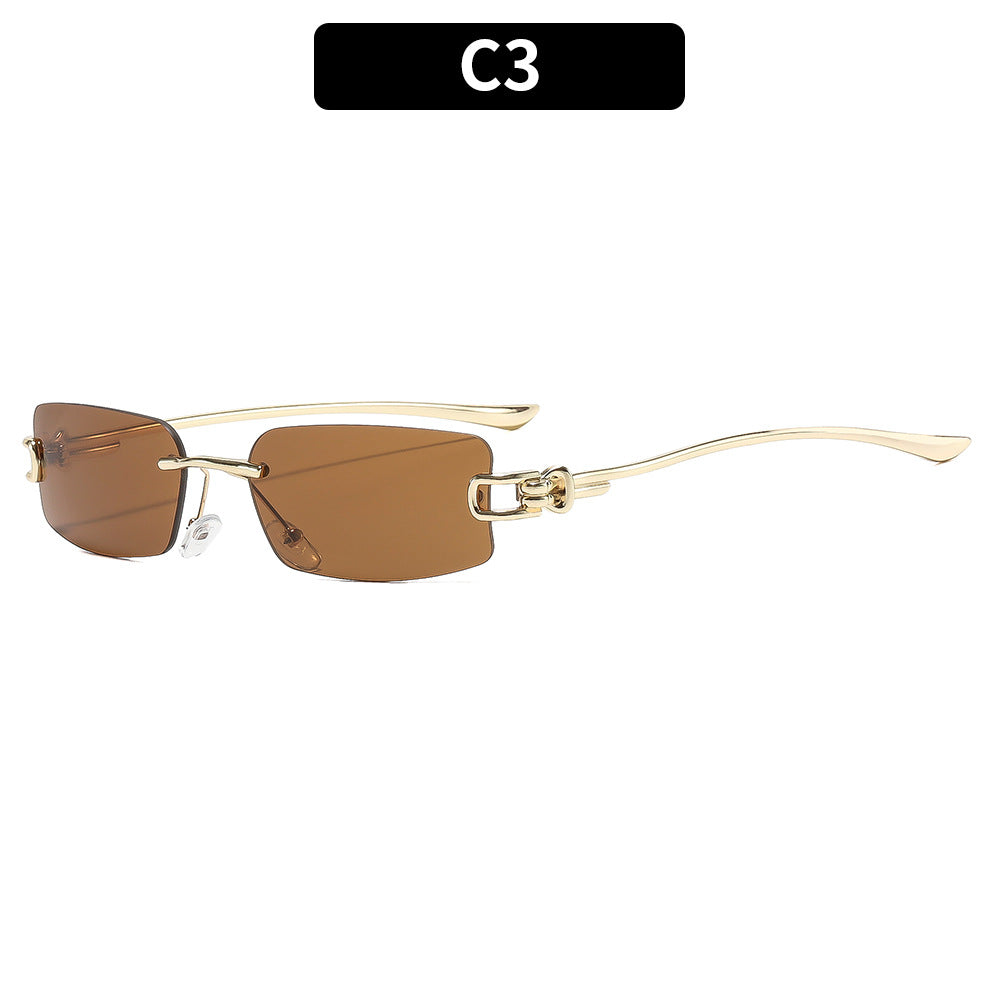 Sleek Slim Rectangle Frame Sunglasses