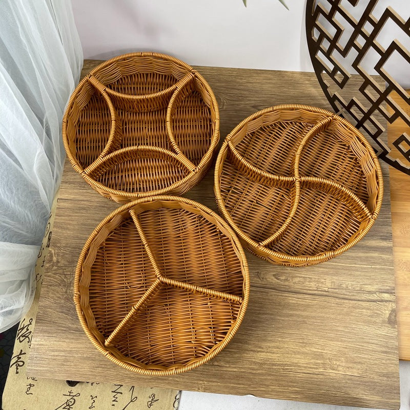 Ladies beef braided serving basket with three compartments Bowlift