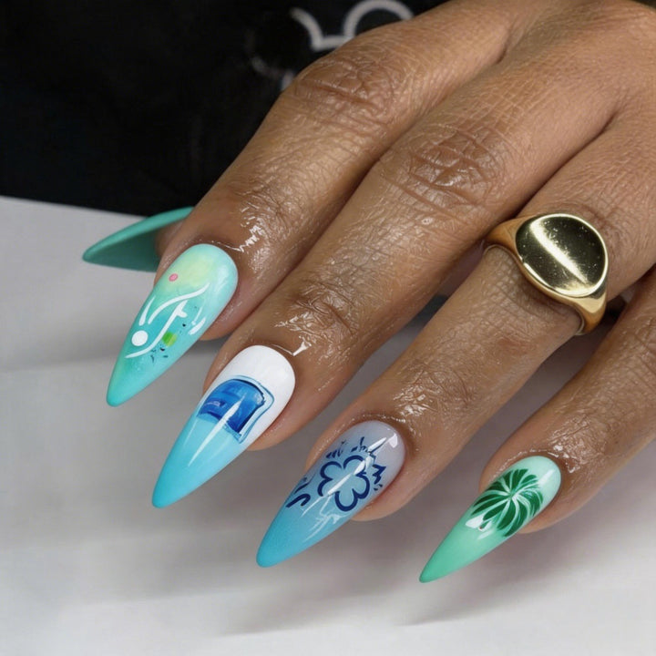 Acrylic Nail Set with Exclusive Drop Design Bowlift