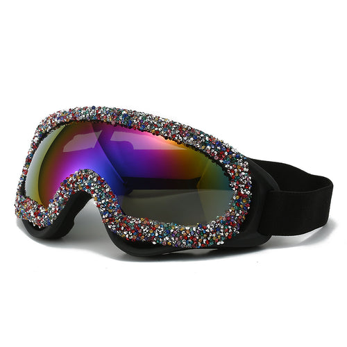 Ladies sporty ski goggles with glamorous crystal embellishments Bowlift