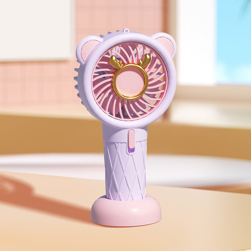 Women's Portable Mini Cooler Fan with Animal Motif Bowlift