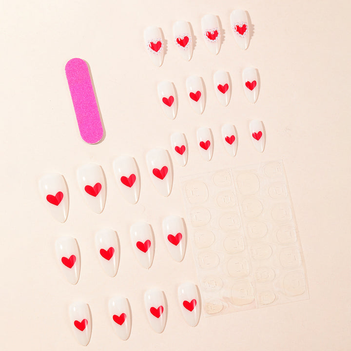 Heart-Accent Stiletto Nail Art Extensions Bowlift