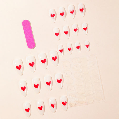 Heart-Accent Stiletto Nail Art Extensions Bowlift