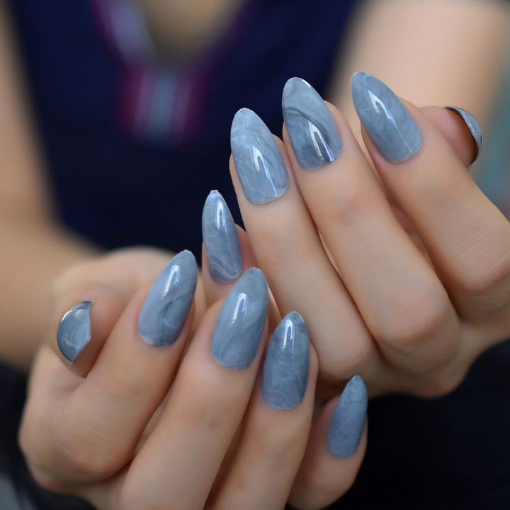 Elegant Marble Effect Press-On Nail Tips Bowlift