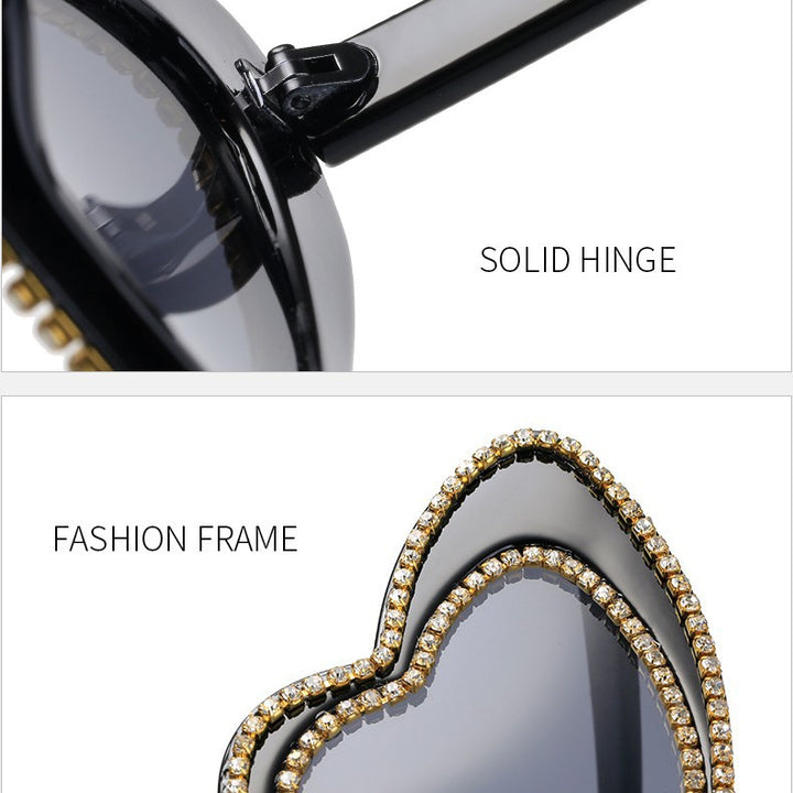 Women's Heart-Shaped Sunglasses with Glitter Accents Bowlift