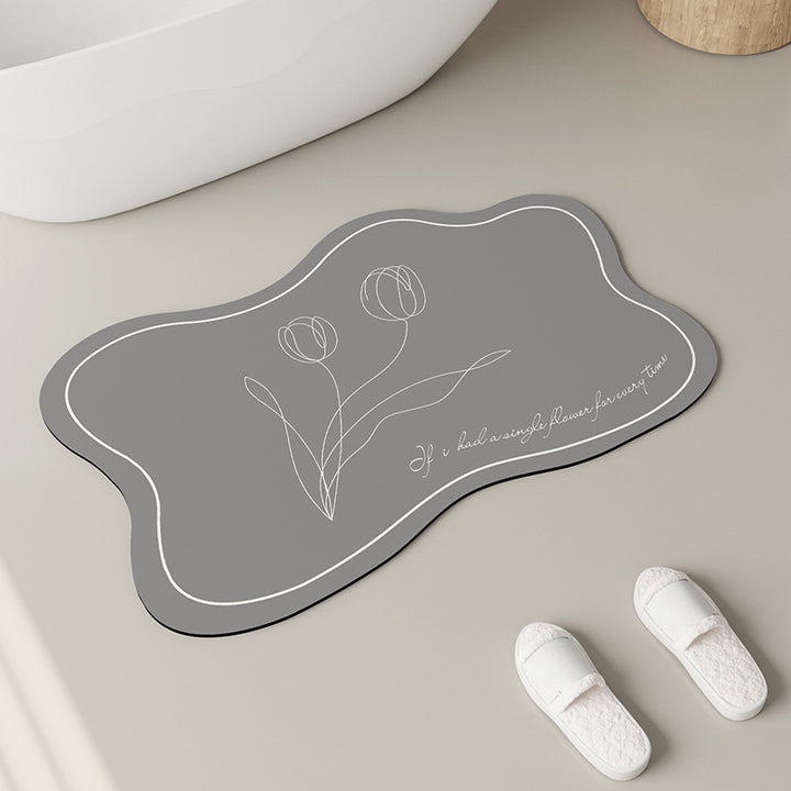 Elegant Floral Design Bath Mat Bowlift
