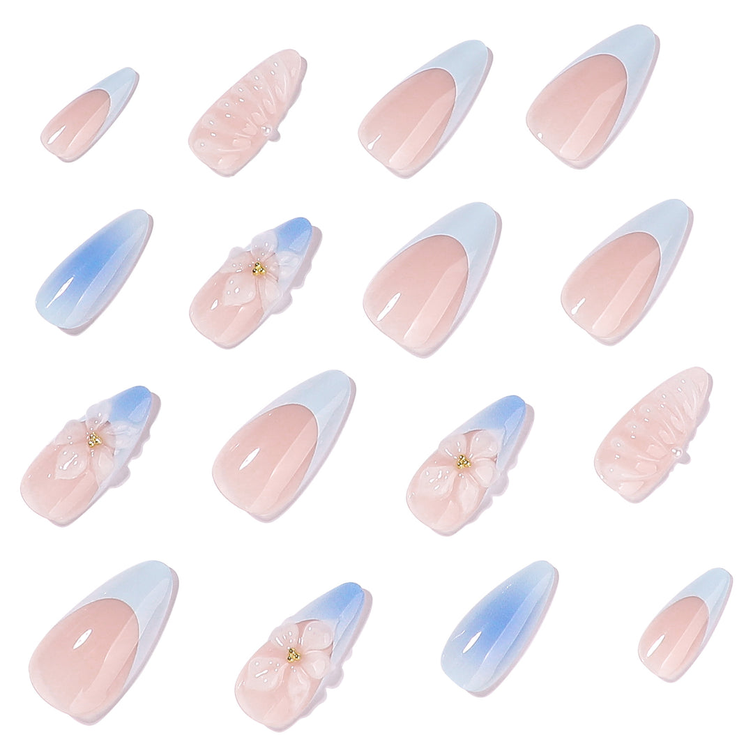 Stiletto nails with floral design and glitter accents Bowlift