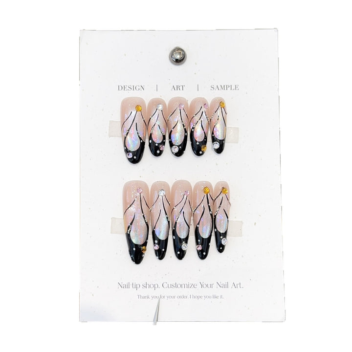 Artificial nails with artistic holographic accents Bowlift