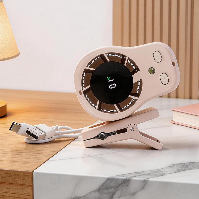 Women's Portable Clip Fan with LED Display Bowlift