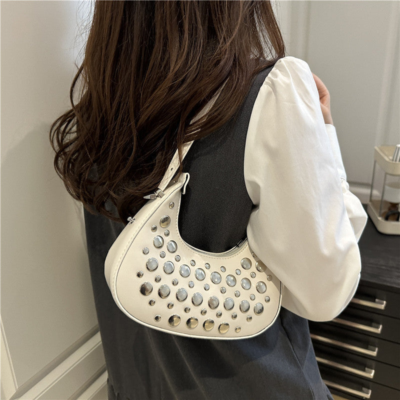 Studded Leather Hobo Bag Bowlift