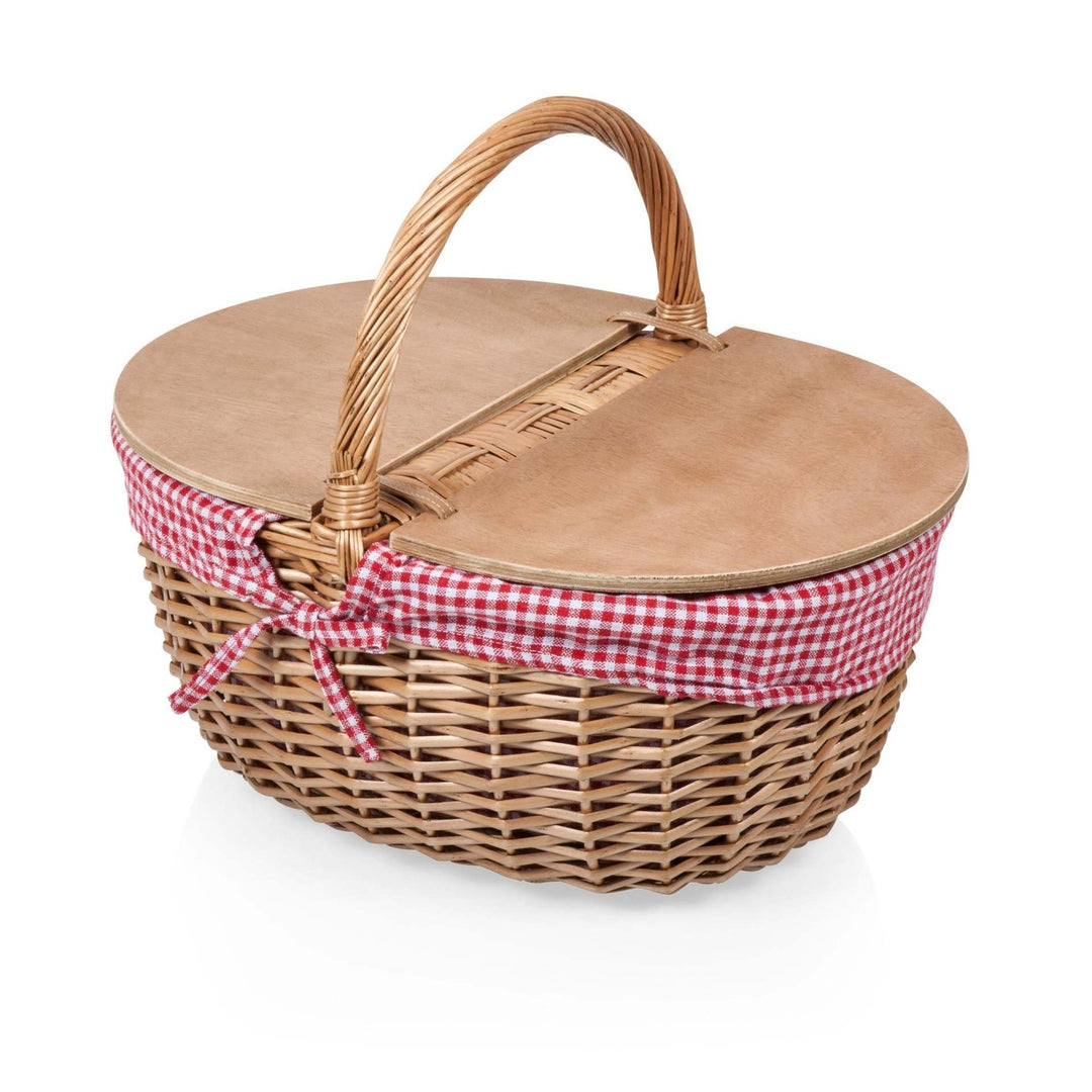 Women’s picnic basket with practical wooden lid and striped lining Bowlift