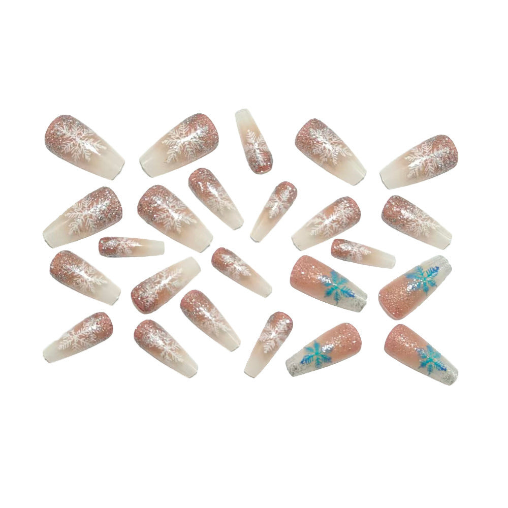 Artificial nails with winter snowflake design Bowlift