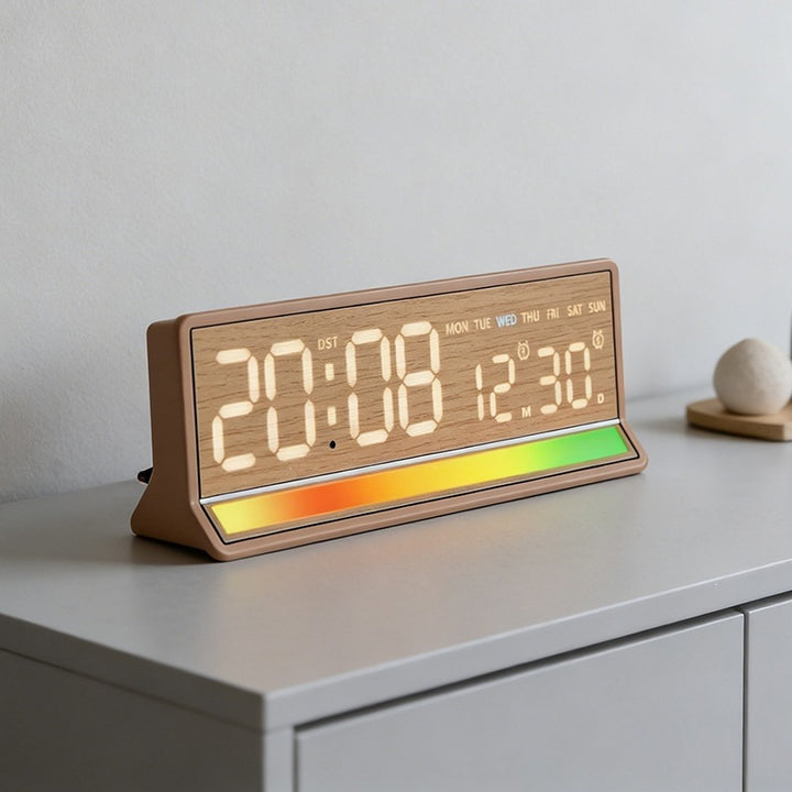 Digital alarm clock with clear LED display and date display Bowlift
