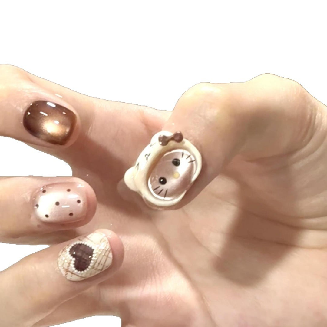 Artifical nails with Playful Animal Design Bowlift