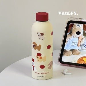Ladies Insulated Bottle with Playful Dog Motif Bowlift