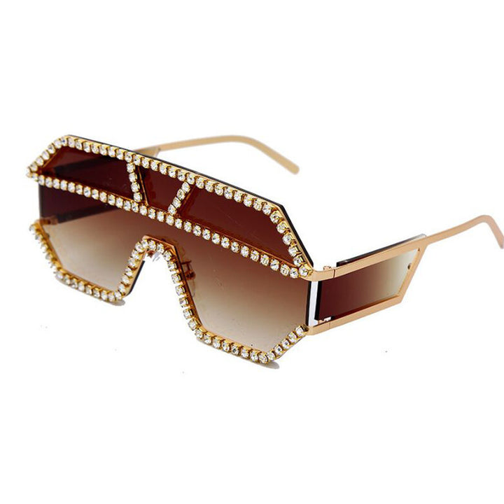 Women's stylish sunglasses with geometric frame and rhinestone embellishment Bowlift