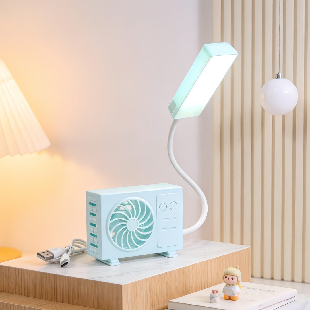 Women's table lamp with integrated USB fan Bowlift