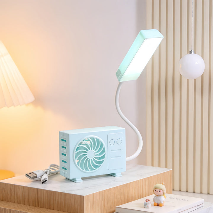 Women's table lamp with integrated USB fan Bowlift