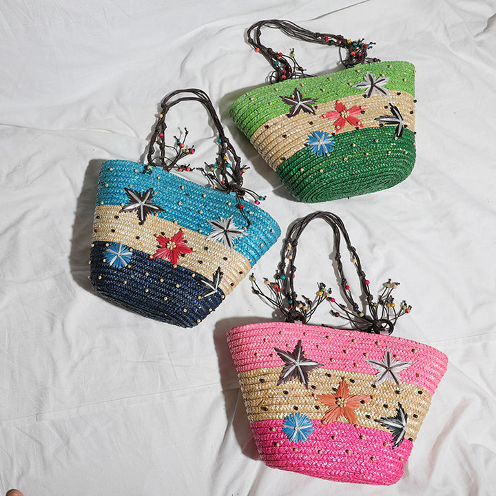 Beach bag with colorful flower pattern Bowlift