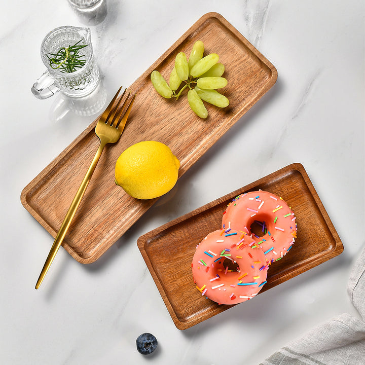 Elegant wooden serving tray with raised edge Bowlift