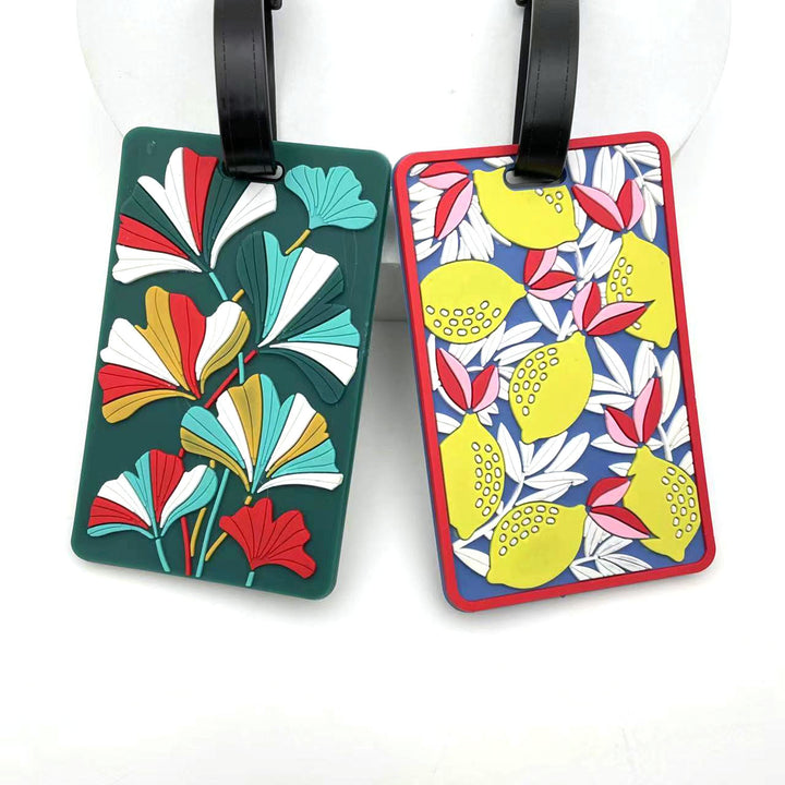 silicone tropical leaf luggage tag with embossed layered design Bowlift